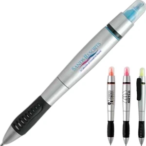 Medium Point Black Ball Point Pen On One End With A Highlighter On The Other