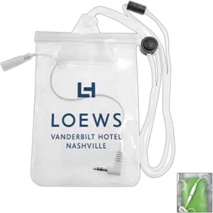 Clear Media Pouch With Earplug Attachment And Adjustable Breakaway Cord