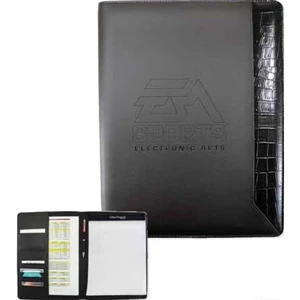 Irwin (r) Executive - Leather-like Padfolio With Decorative Crocodile Design Trim On Front Right Side