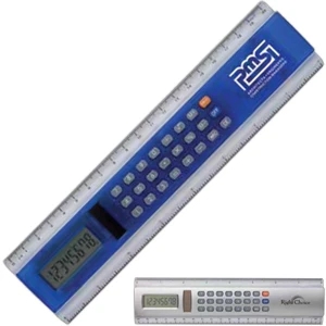 Combination 8" Ruler And Solar Or Battery Powered Calculator. Battery Included