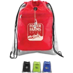 Double Square - Drawstring Bag With Reinforced Corners And Large Front Zip Pocket