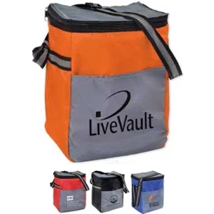 Chromatic - 12 Pack Cooler Bag Features Two Tone Solid With Front Gray Pockets
