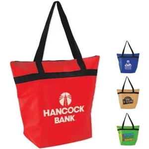 Tote With 2mm Foil Insulation And Zip Closure. Solid Colors With Black Accents