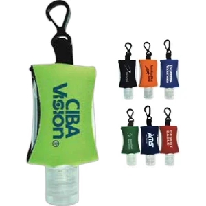 Hand Sanitizer 0.5 Oz Bottle With Bright Colored Neoprene Cover And Clip