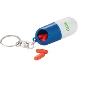 Twist-action Portable Pill Container. Includes Metal Key Chain And Split Ring