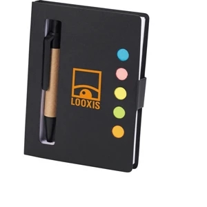 Sticky Note Book In Paper Cover With Assorted Sticky Flags, Mini Ballpoint Pen Etc