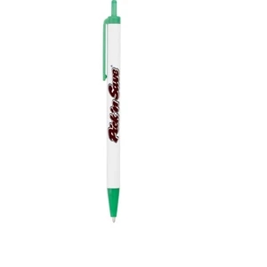 Rio (tm) Tradition - White, Plastic, Retractable Ballpoint Pen With Colored Trim