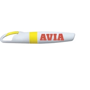 Single-color Highlighter With Carabiner Clip Top. Highlighter Color Matches Trim