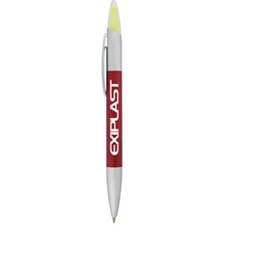 Dart - Twist-action Ballpoint Pen And Yellow Highlighter With Removable Cap