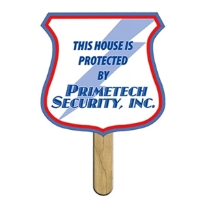 Shield Shaped Front Side Liquid Laminated Mini Fan With A High Gloss Finish