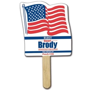 Flag Shaped Front Side Liquid Laminated Mini Fan With A High Gloss Finish