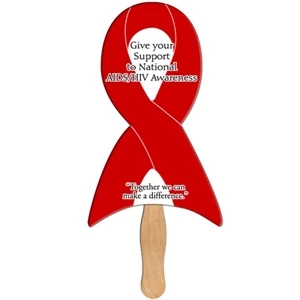 Red Ribbon Shape Fan, 22 Pt Poster Board, With A Liquid Laminated High Gloss Finish