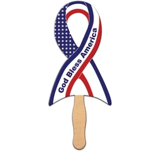 Patriotic Ribbon Shape Fan, Poster Board, With A Liquid Laminated High Gloss Finish