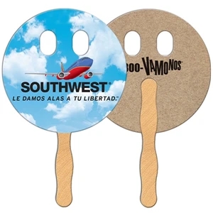 Circle With Cut Out Eyes Shaped Fan Is Laminated On Front With A High Gloss Finish