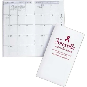 Monthly Pocket Planner With White 10 Point Paper Cover, Coated On One Side