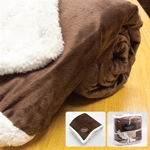 Starwood - Micro Mink Sherpa Throw Blanket. Micro Mink Outer Shell/faux Lambs Wool Inner Shell