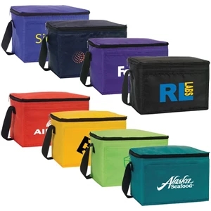 Belmont - Nylon 6 Pack Cooler Features Black Zipper And Strap, Water Proof Lining