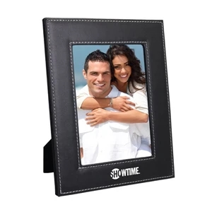 Bolzano - 5 X 7 Leatherette Photo Frame. Contrasting White Stitched Edges, Velveteen Backing