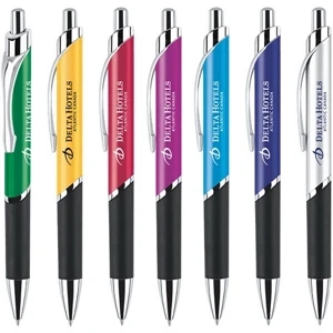 Armada - Click Action Ballpoint Pen. Aluminum Barrel With Soft Rubber Grip