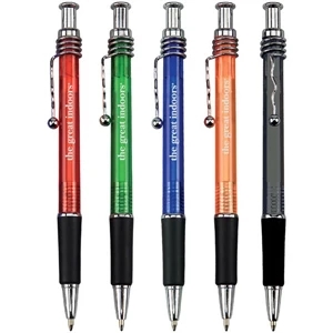 Florence - Click Action Slim Ballpoint Pen With Black Rubber Grip And Wavy Clip