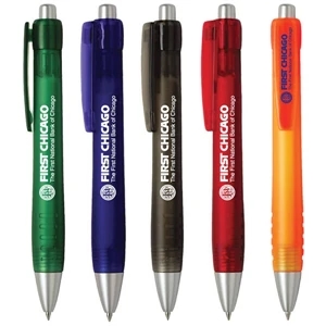 Astor - Retractable Plastic Ballpoint Pen Features Matching Translucent Body And Clip
