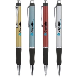 Madras - Click Action Ballpoint Pen With Chrome Trim And Black Soft Rubber Grip