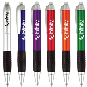 Bristol - Click Action Pen With Translucent Color Body, Matte Silver Trim, And Black Grip