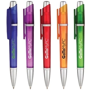 Hampton - Plunge Action Pen With Frosted Translucent Barrel And Matte Silver Accents