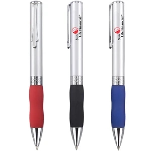 Veneto - Twist Action Brass Ballpoint Pen With Satin Chrome Finish And Soft Grip