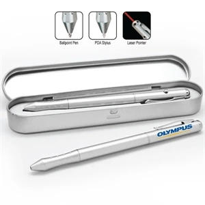 Tristar - 3 Function Pen. 3 In 1 Metal Ballpoint Pen. Laser Pointer And Pda Stylus