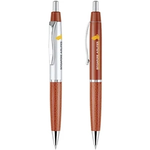 Ascoli - Click Action Ballpoint Pen With Leatherette Barrel And Chrome Accents