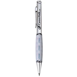 Ambassador - Twist Action Brass Ballpoint Pen With Satin Chrome Finish And Clear Rubber Grip