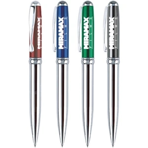 Eden - Brass Twist Action Ballpoint Pen With Metallic Colors And Polished Chrome Accents