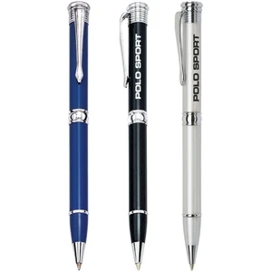 Tropea - Twist Action Ballpoint. Elegant Brass Construction, Shiny Chrome Accents