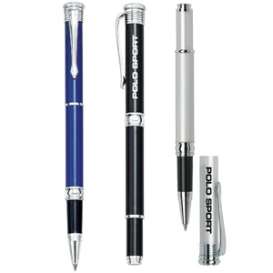 Tropea - Elegant Brass Cap-off Rollerball Pen. Metallic Colors, Shiny Chrome Accents