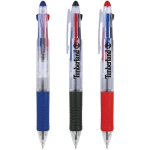 Tribeca - Retractable Ballpoint Pen With Colored Rubber Grip And Three Ink Colors