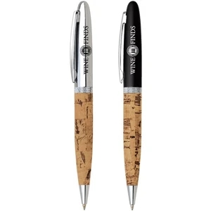 Varese - Twist Action Ballpoint Pen With Soft Cork Material Barrel And Diamond Cut Ring Cap