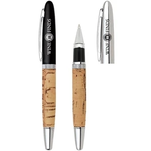 Varese - Cap-off Rollerball Pen With Soft Cork Material Barrel And Diamond Cut Ring Cap