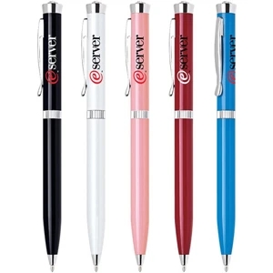 Venetian - Aluminum Twist Action Ballpoint Pen With Simulated Diamond Embedded On Top