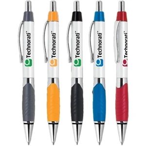 Palazzo - Click Action Aluminum Ballpoint Pen With Colored Rubber Grip And Chrome Accents