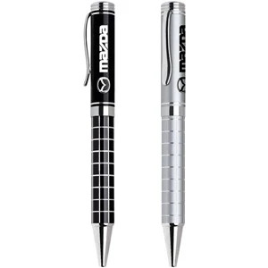Barletto - Twist Action Ballpoint Pen With Refined Grid Barrel Design And Chrome Accents
