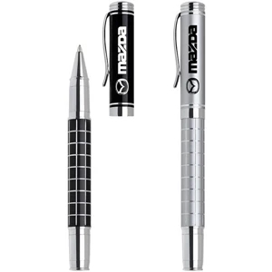 Barletto - Cap-off Rollerball Pen With Refined Grid Barrel Design And Chrome Accents