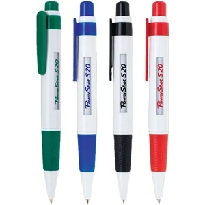 Monza - Click Action Retractable Window Message Pen, White Body With 2 Sided Display Windows