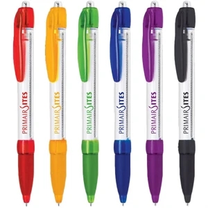 Genoa - Ballpoint Pen With Rubber Grip, Retractable Pull-out Banner From Inside The Barrel