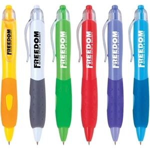 Taranto - Colorful Retractable Click Action Ballpoint Pen With Matching Grip And Clear Clip