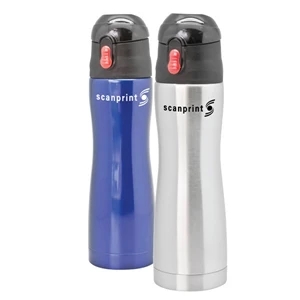 Gilroy - 16 Oz Stainless Steel Vacuum Bottle With Flip-top Clear Lid And Drinking Spout