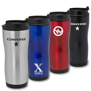 Hughson - 16 Oz Stainless Steel Travel Tumbler. Easy-grip Curve-shaped Body