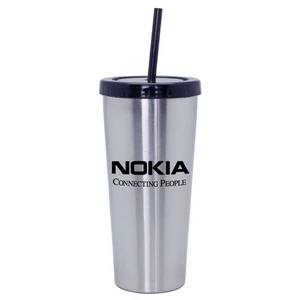 Agoura - 16 Oz Stainless Steel Travel Tumbler. Screw-on Spill-proof Lid