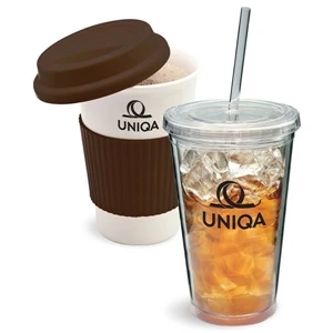 My Drink Pak - 5-piece Drinkware Set. 12 & 16 Oz Tumblers, Lids To Fit & Silicone Grip