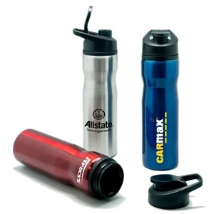 Avalon - 28 Oz Stainless Steel Sports Bottle. Flip Top Lid With A Sip Through Spout